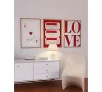 LIMAIDUO Valentine's Day Love Canvas Print Romantic Love Heart Wall Poster Hanging on Branches for Modern Home Decor(80x120cmx3/Frameless)