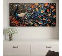 LIMAIDUO Vibrant peacock modern home decor horizontal orientation indoor bird decor Posters And Prints Wall Art Picture(20x40cm/Frameless)