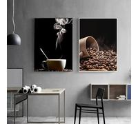 LIMAIDUO Vintage Canvas Painting Coffee Beans Coffee Time Poster Print Wall Art Picture For Modern Shop Room Home Decor 60x80cmx2 Frameless