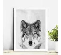 LIMAIDUO Wild Animal Wall Art Wolf Picture Canvas Painting Black and White Wolf Photo Canvas Print and Poster Home Room Wall Decor(50x70cm/Frameless)