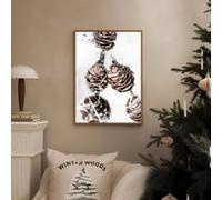 LIMAIDUO Winter Snowy Christmas Print with Red Holiday Decor Reindeer and Tree Design Rustic Burgundy Festive(80x120cm/Internal Frame)