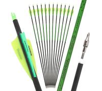 limaity 30 Inch Carbon Arrow Spine 300-800 Archery Targeting Hunting Arrows with 100 grain Tips for Compound & Recurve & Long Bow(12PCS,Spine600,2 yellow 1 green)