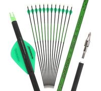 limaity 30 Inch Carbon Arrow Spine300/400/500/600/700/800 Archery Targeting Hunting Arrows with 100 grain Removable Tips for Compound & Recurve & Long Bow (6PCS,Spine400,2 Green 1 Black)