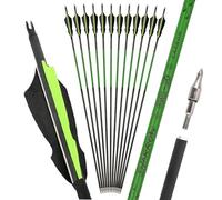 limaity 30 Inch Carbon Arrow with 4-inch Turkey Feathers Spine 300/400/500/600/700/800 Archery Targeting Hunting Arrows for Compound & Recurve & Long Bow (12PCS,Spine800,2 black 1 green)