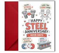 LimaLima 11th Wedding Anniversary Card For Husband & Wife Steel Gift Him Her