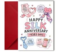 LimaLima 12th Wedding Anniversary Card For Husband & Wife Silk Gift Him Her