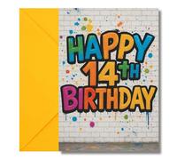 LimaLima 14th Birthday Card For Boys Cool Graffiti Design Son Brother Grandson Nephew