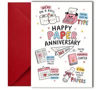 LimaLima 1st Anniversary Card Paper Gift Cute & Funny Design for Husband & Wife A5 Size Blank Inside