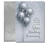 LimaLima 25th Wedding Anniversary Card Silver Balloon Gift For Couples Husband & Wife