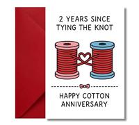 LimaLima 2nd Wedding Anniversary Card Cotton Gift For Him & Her Celebrating 2 Years