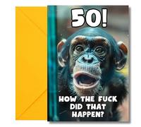 LimaLima 50th Birthday Card For Men & Women Funny Rude Design Large A5 When Folded Blank Inside For Personal Greeting