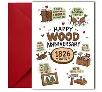 LimaLima 5th Wedding Anniversary Card Funny Wood Gift for Couples Husband & Wife A5 Size with Envelope