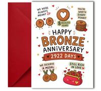LimaLima 8th Wedding Anniversary Card For Husband & Wife Bronze Gift