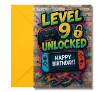 LimaLima 9th Birthday Card Gaming Graffiti Design For 9 Year Old Boy Son Grandson Nephew