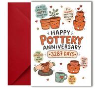 LimaLima 9th Wedding Anniversary Card For Husband Wife Pottery Gift Him Her