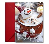 LimaLima Auntie Christmas Card Funny Hot Chocolate Marshmallow Xmas 2025 Design