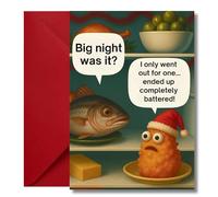 LimaLima Christmas Card Funny Battered Fish Xmas Design For Men & Women Perfect For Friends Family & Work Colleagues Individual