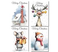 LimaLima Christmas Card Multipack x 8 4 Funny Xmas Designs 2 Of Each Design Large A5 When Folded Presented In Presentation Box