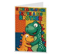 LimaLima Congratulations You're a Big Brother Card - Colourful Dinosaur Design - New Baby Arrival Gift Card for Boys - Big Brother Celebration