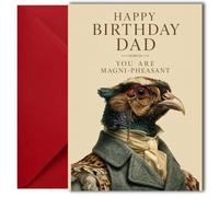 LimaLima Dad Birthday Card Funny Magni-Pheasant Design From Son Or Daughter Perfect For 40th 50th 60th 70th