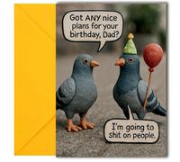 LimaLima Dad Birthday Card Funny Pigeon Design From Son Or Daughter Perfect For 50th 60th 70th