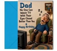 LimaLima Dad Birthday Card Funny Watching TV With Eyes Closed Perfect For 40th 50th 60th 70th