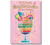 LimaLima Daughter In Law Birthday Card Pink Cocktail Design Perfect For 30th 40th 50th