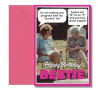 LimaLima Friend Birthday Card Female Funny Bucket List Design For Bestie Large A5 When Folded