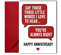 LimaLima Funny Anniversary Card For Him & Her Three Little Words Design Husband Wife Girlfriend Boyfriend