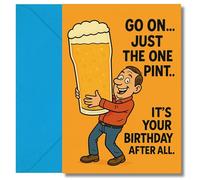LimaLima Funny Birthday Cards for Men Humorous Design with Giant Pint Illustration A5 Size