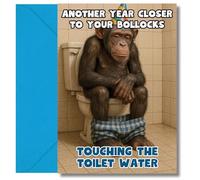 LimaLima Funny Birthday Cards for Men with Rude Humour Featuring a Cheeky Chimp on the Loo Perfect for Male Friends
