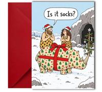 LimaLima Funny Christmas Card for Men & Women - Caveman Cartoon Design - Large Xmas Card - Christmas Card Funny Single with Envelope