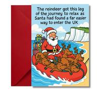 LimaLima Funny Christmas Card Rude Xmas Santa & Reindeer Design Perfect For Men Women Him Her Friends Family & Work Colleagues