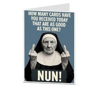 LimaLima Funny Rude Birthday Card - Hilarious Nun Joke Card for Men or Women - Offensive Adult Humor Greeting for Friends, Him or Her