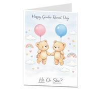 LimaLima Gender Reveal Card Cute He Or She Gift Bear Design For Parents