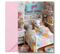 LimaLima Get Well Soon Card For Women & Girls Cute Mouse Recovery Gifts Large A5 When Folded