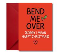 LimaLima Husband Boyfriend Christmas Card Funny Rude Bend Me Over Design A5 When Folded