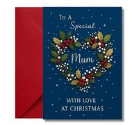 LimaLima Mum Christmas Card From Son Or Daughter Traditional Xmas Design Large A5 When Folded With Coloured Envelope