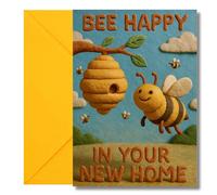 LimaLima New Home Cards Welcome To Your New House Gift Funny Bee Happy Design Large A5 When Folded