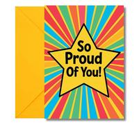 LimaLima So Proud Of You Card Well Done Gift For Adults & Kids Inspirational Star Design Large A5 When Folded