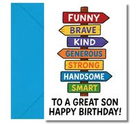 LimaLima Son Birthday Card For Adult & Teens Perfect For 18th 21st 30th 40th Large A5 When Folded