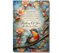 LimaLima Sympathy Thinking Of You Card Mosaic Robin Condolence Bereavement Design For Loss Of Mum Dad Family & Friends