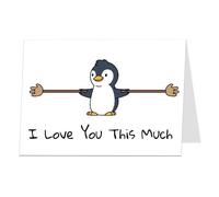 LimaLima Valentines Card For Him & Her Cute Penguin Design I Love You This Much