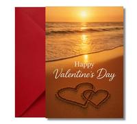 LimaLima Valentines Card For Him & Her Romantic Heart I Love You Beach Design