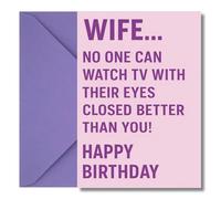 LimaLima Wife Birthday Card From Husband Funny Asleep Watching TV Design Perfect For 40th 50th 60th