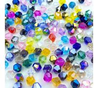 LIMAOLLY 100pcs 8mm Bicone Crystal Glass Beads Loose Spacer Beads Faceted Craft Beads for Jewelry Making DIY Necklace Bracelet Earring Wind Chimes Suncatchers Ornamen(Mixed Color)