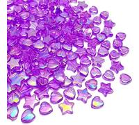 LIMAOLLY 400 PCS Acrylic Heart and Star Shape Beads AB Colorful Cute Beads Loose Spacer Beads for Jewelry Making DIY Bracelet Earring Necklace Key Chains (Purple AB)