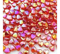 LIMAOLLY 400 PCS Acrylic Heart Shape Beads AB Colors Heart Pony Beads Plastic Loose Spacer Beads for Jewelry Making DIY Bracelet Earring Necklace Key Chains(Red)