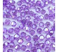LIMAOLLY 400pcs 4mm Bicone Crystal Glass Beads Loose Spacer Beads Faceted Craft Beads for Jewelry Making DIY Necklace Bracelet Earring Wind Chimes Suncatchers Ornamen(Crystal Purple AB)