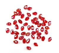 LIMAOLLY Crystal Glass Beads Teardrop Vertical Hole Faceted Shape Crystal AB Spacer Beads for Jewelry Making DIY Bracelet Necklaces Pendant Handmade Decorations (Red AB, 6x8mm)